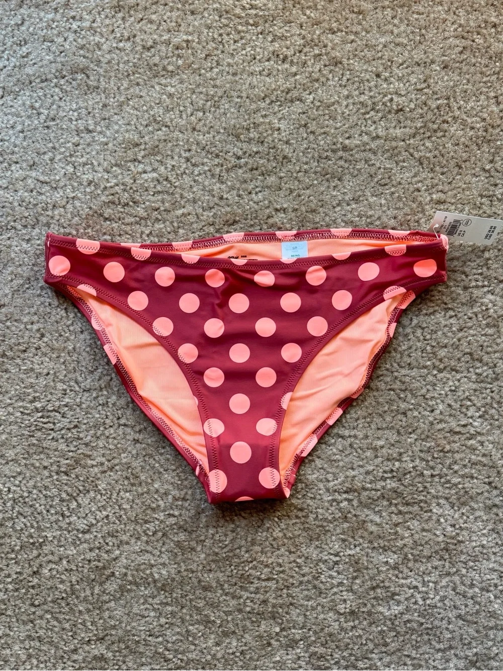 NWT Aerie Full Coverage Polka Dot Bikini Bottom Rust S